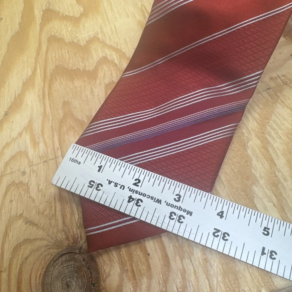 Ermenegildo Zegna Necktie Red Silver Striped Regimental‎ Classic Designer Office